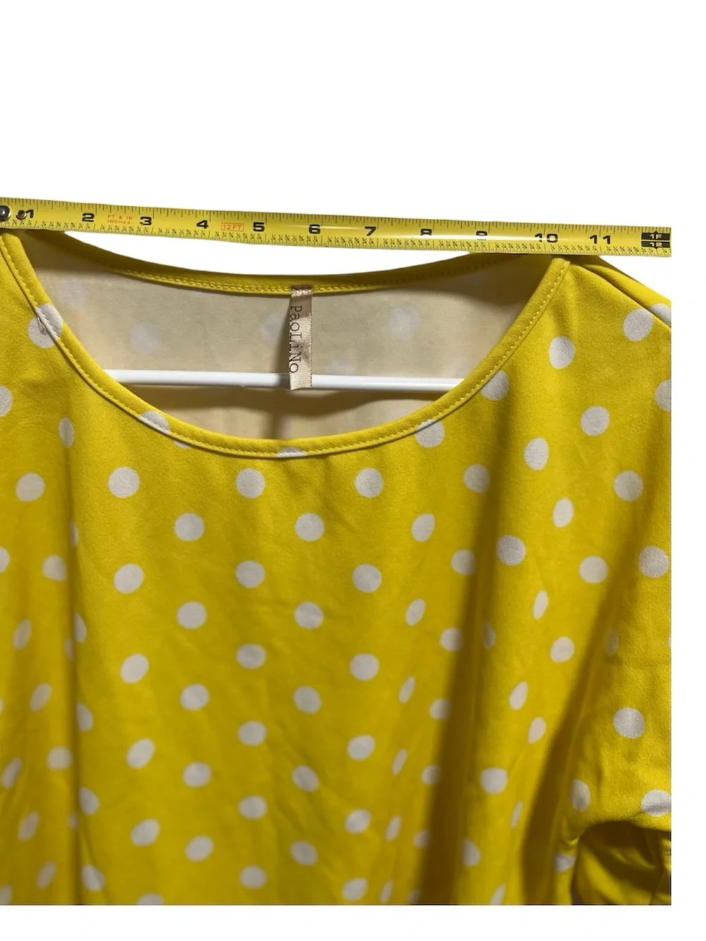 Paolino Yellow Polka Dot Blouse Ruffles Sleeves Size M